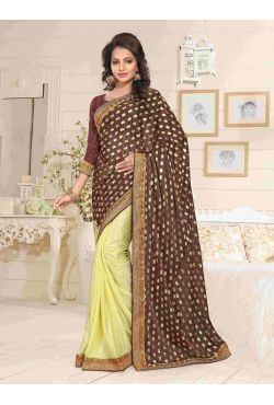 Sari indien marron doré Sari indien marron doré