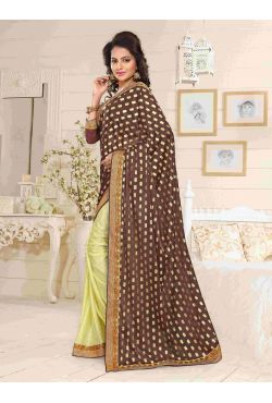 Sari indien marron doré Sari indien marron doré