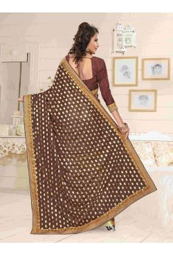 Sari indien marron doré Sari indien marron doré