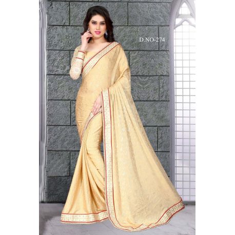 Sari robe indienne beige et doré