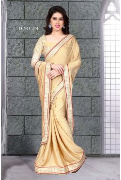 Sari robe indienne beige et doré Sari robe indienne beige et doré