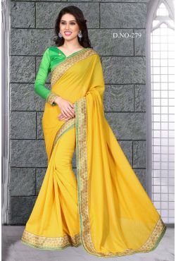 Sari indien vert et jaune brodé Sari indien vert et jaune brodé