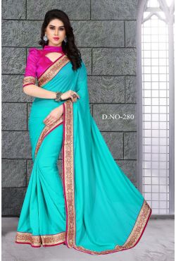 Sari rose et bleu turquoise Sari rose et bleu turquoise