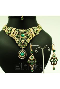 Bijoux indiens parure plaqué or rouge ou verte