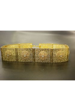 Ceinture caftan en plaqué or argenté et strass