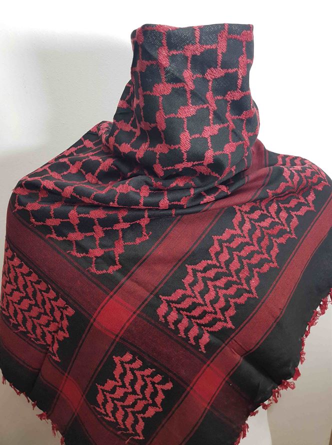 Acheter kéfié noir et rouge foulard palestinien pas cher