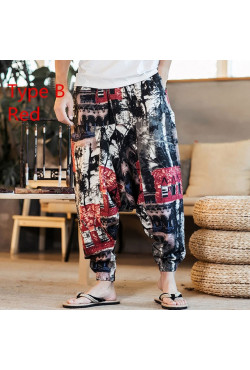 Pantalon Baggy en coton et lin pour homme et femme, sarouel, style Hip hop, jambes larges, Vintage, Long, 2021