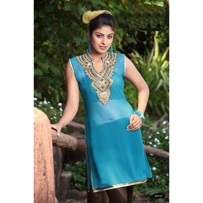 Acheter tunique orientale bleu brodee