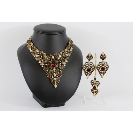 Bijoux indien parure bordeaux bollywood