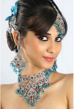 Bijoux indien mariage parure bleue