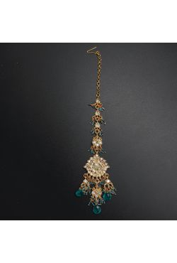 Tikka bijoux indiens en plaqué argent pierres vert 