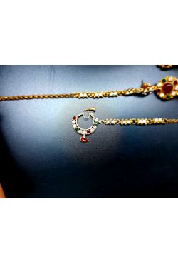 Bijoux indiens parure de mariage dorée rouge vert Bijoux indiens parure de mariage dorée rouge vert