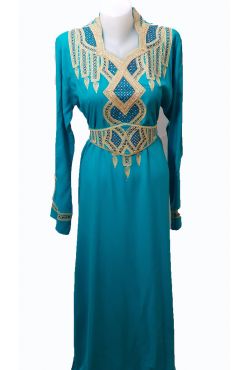 Robe orientale bleue marine et doré 