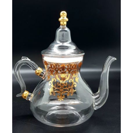 Théière en Verre Marocaine dorée