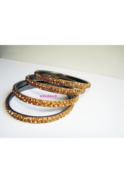 Bracelets bangles ornés de strass cristal Bollywood