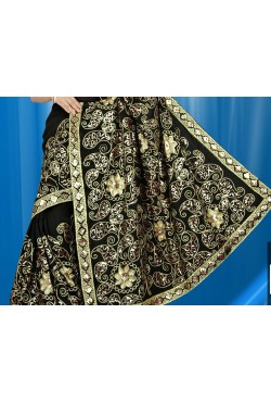 Sari noir brodé de sequin doré mode indienne traditionnel et pas cher