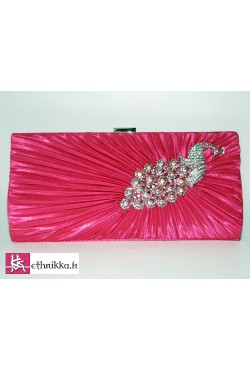Sac de soirée en satin orné d'un pan en swarovski