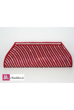 Pochette sac de soirée brodé de perles et swarovski 