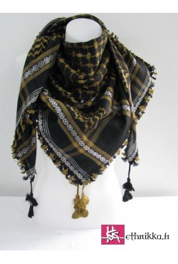 Keffieh noir kaki foulard palestinien 