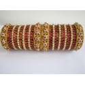 Bracelets bangles Bollywood de mariage doré cristal rouge