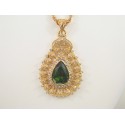 Collier sautoir et pendentif khalb avec une belle pierre couleur émeraude bijoux orientaux 