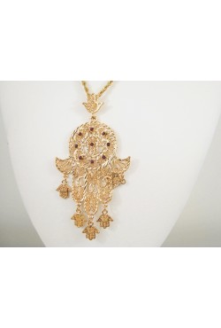 Bijoux berbères collier et pendentif main de Fatma en plaqué or