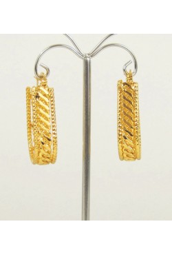 Boucle d'oreille femme créoles avec motifs originaux - Bijou oriental en plaqué or
