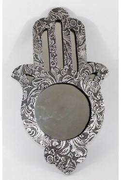 Miroir oriental main de fatma argenté 