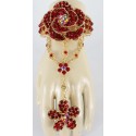 Bracelet de bague rouge en fleur plaqué or bijou oriental 
