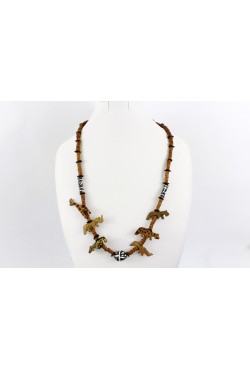 Collier africain en bois animaux de la savane