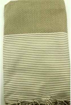 Fouta nid d'abeille bord rayé