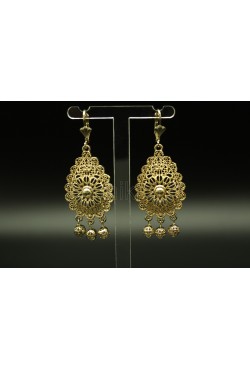 Boucles d'oreilles bijoux orientaux plaqué or filigrane