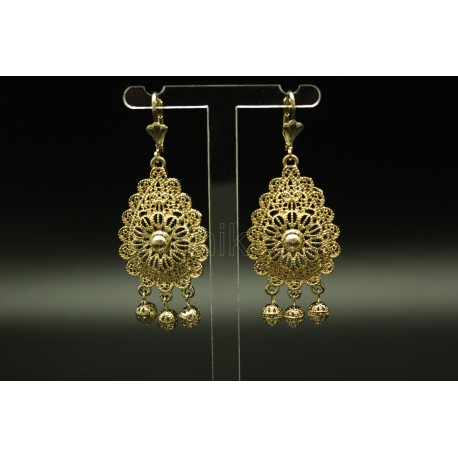 Boucles d'oreilles bijou oriental en plaqué or