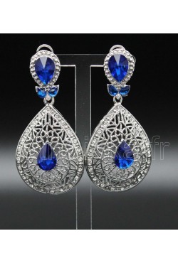 Bijoux orientaux boucles d'oreilles sertis de pierres bleues