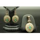 Parure de bijoux turcs couleur bronze ovale sertis de pierres rouges