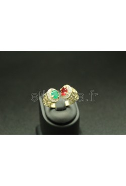 Bijou bague turque pierres couleurs rubis et émeraude