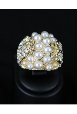 Bague bijou oriental plaqué argent serti de pierres et de perles