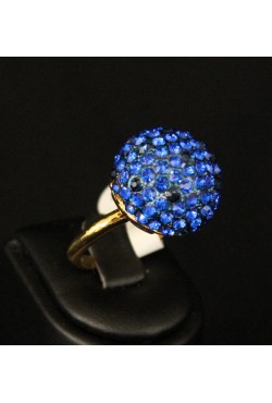 Bague bijou oriental en plaqué or bleue