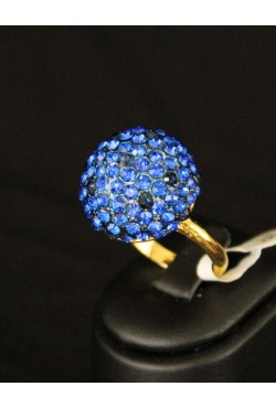 Bague bijou oriental en plaqué or bleue