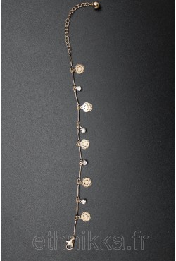 Bracelet fleurs et pierres blanches plaqué or Bracelet fleurs et pierres blanches plaqué or