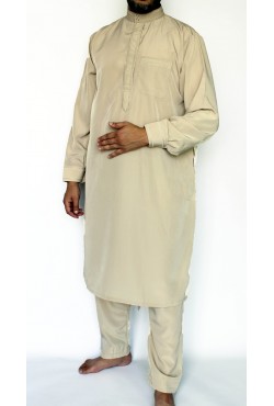 Qamis pakistanais court beige ZEIN 