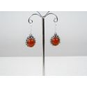 Boucles d'oreille en argent pierre Agathe rouge