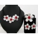 Parure en nacre blanche et perles rouge