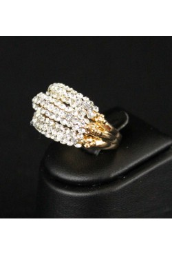 Bague en plaqué or et strass blanc