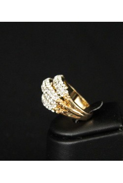 Bague en plaqué or et strass blanc