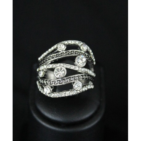 Bague bijou orientale en plaqué argent zirconiums