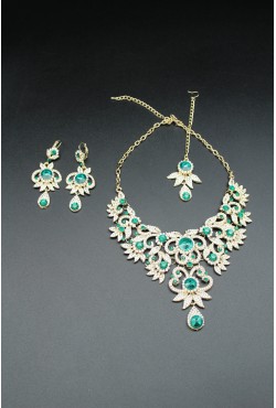 Bijoux indiens parure florale bleue Bijoux indiens parure florale bleue