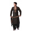 Tenue orientale noir pierres rouge dorée brodé homme