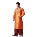 Tenue orientale orange et perles dorées brodé pour homme