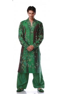 Tenue orientale turquoise dorée brodé homme